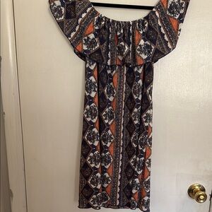 Bohemian Off-Shoulder Dress - Multicolor